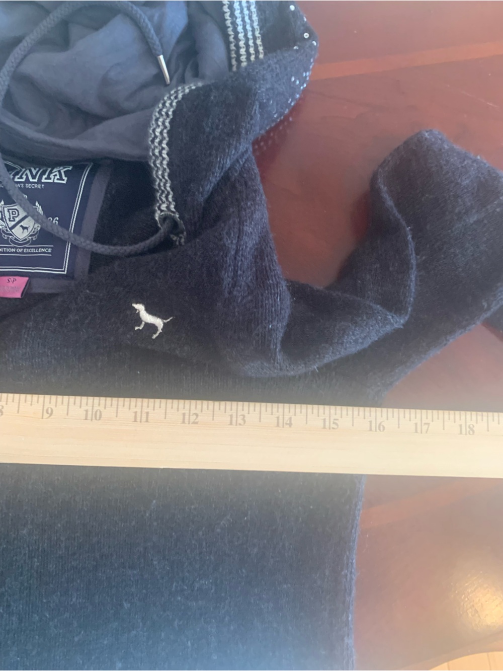 Vintage PINK Victoria's Secret Black Hoodie with Sparkle Embellishment - Picture 8 of 10